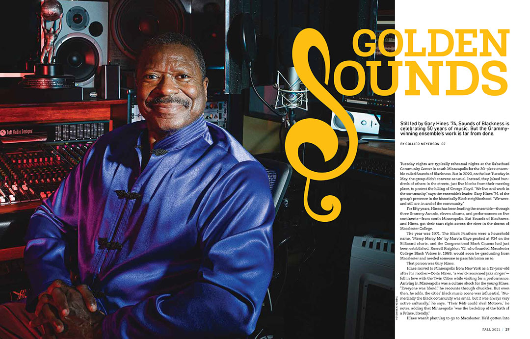 Golden Sounds Macalester Today Fall 2021, Gary Hines, Sounds of Blackness, Minneapolis, Minnesota, South, Editorial Portrait Photographer